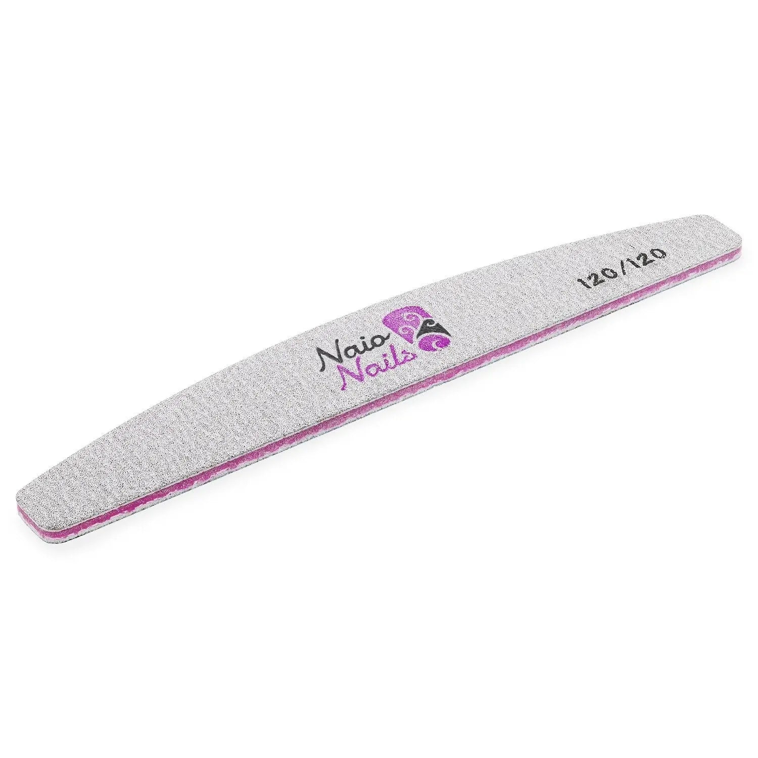 Zebra Grey Half Moon 120/120 Grit Nail File   Naio Nails