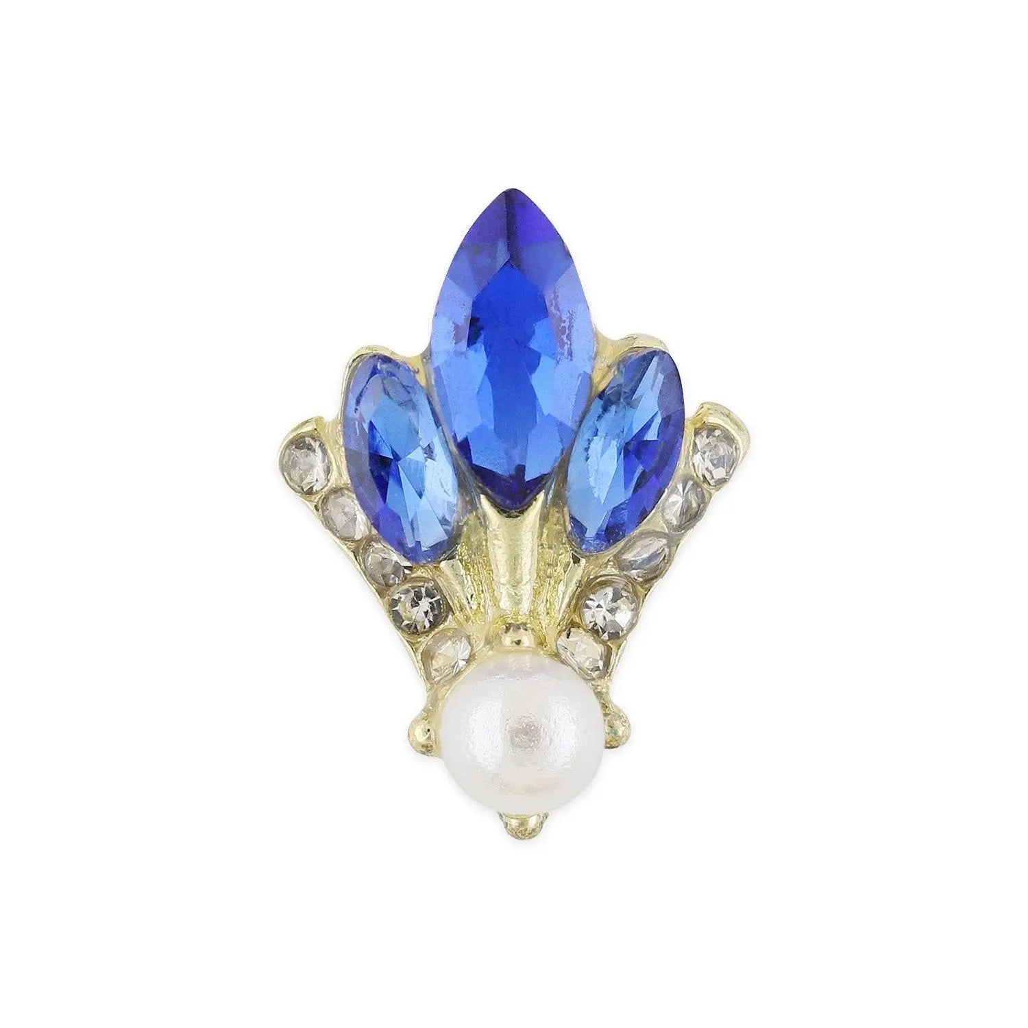Pot of 10 Charms - Gold, Sapphire & Pearl Fleur-de-lis   Naio Nails