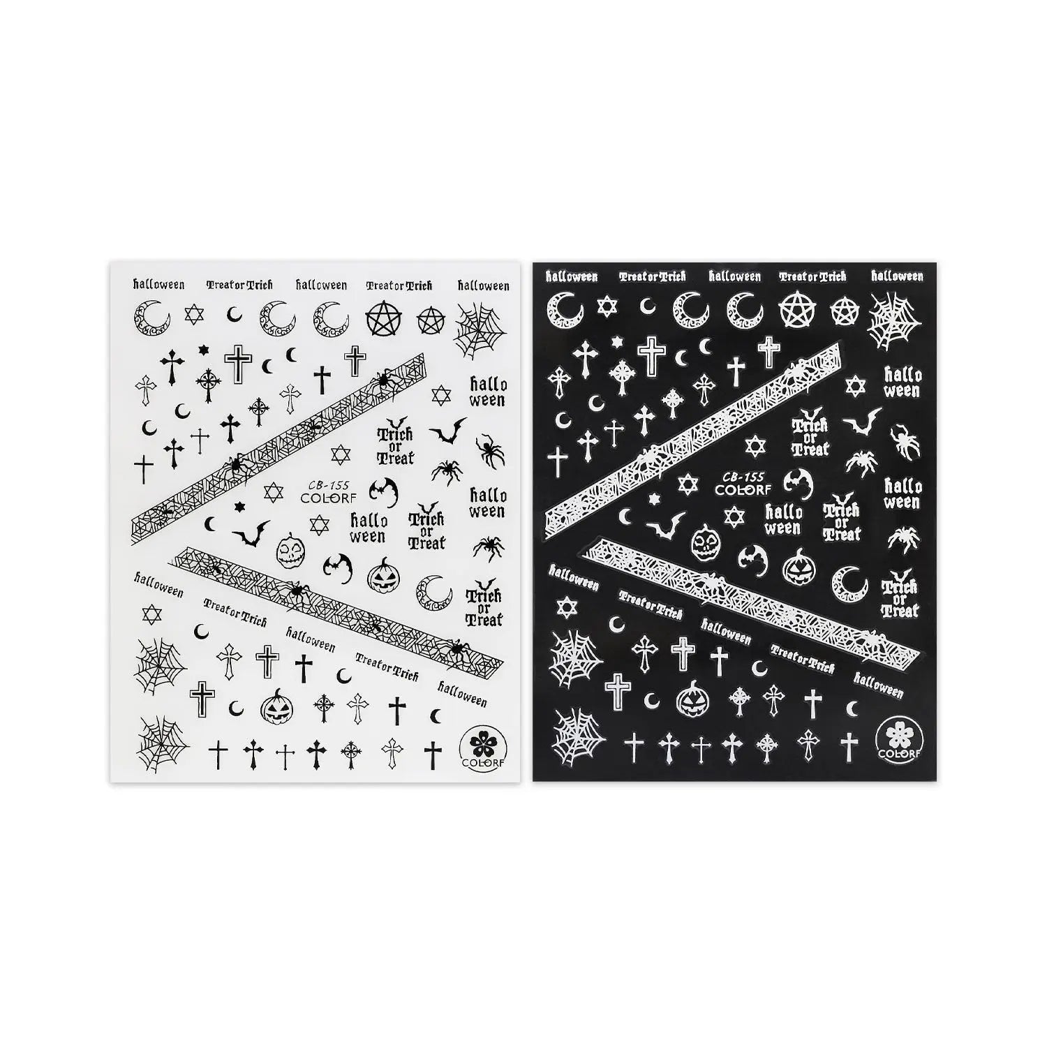 Halloween Stickers - Crosses & Bats - White   Naio Nails