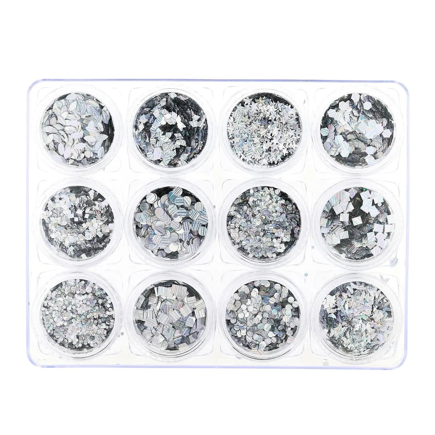 Glitter Set - NGS-005 - Chunky Silver Holographic Shapes   Naio Nails