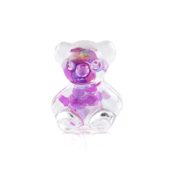 Pot of 5 Charms - Fuchsia Glitter Teddybear