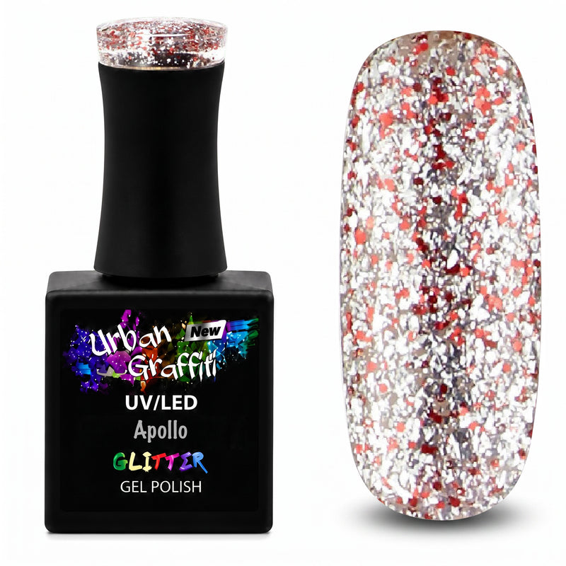 Apollo - UGGP-A0907 Urban Graffiti Rode en Zilveren Glitter Gel Nagellak 15ml