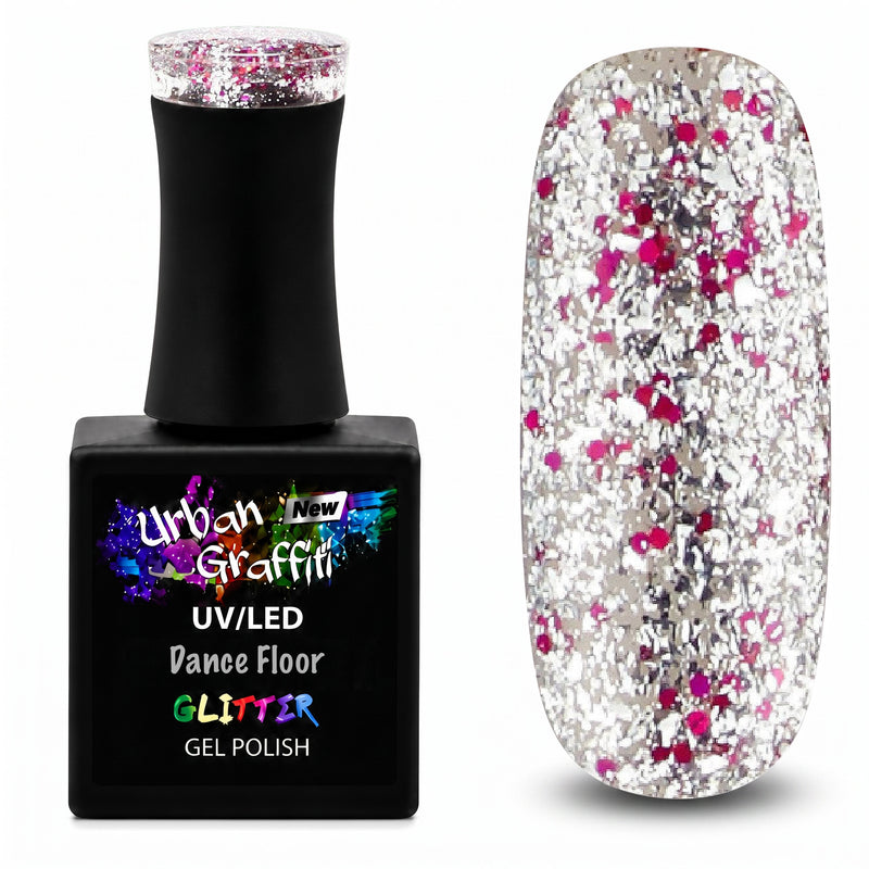 Dansvloer - UGGP-A0909 roze en zilveren glitter gelnagellak Urban Graffiti 15 ml