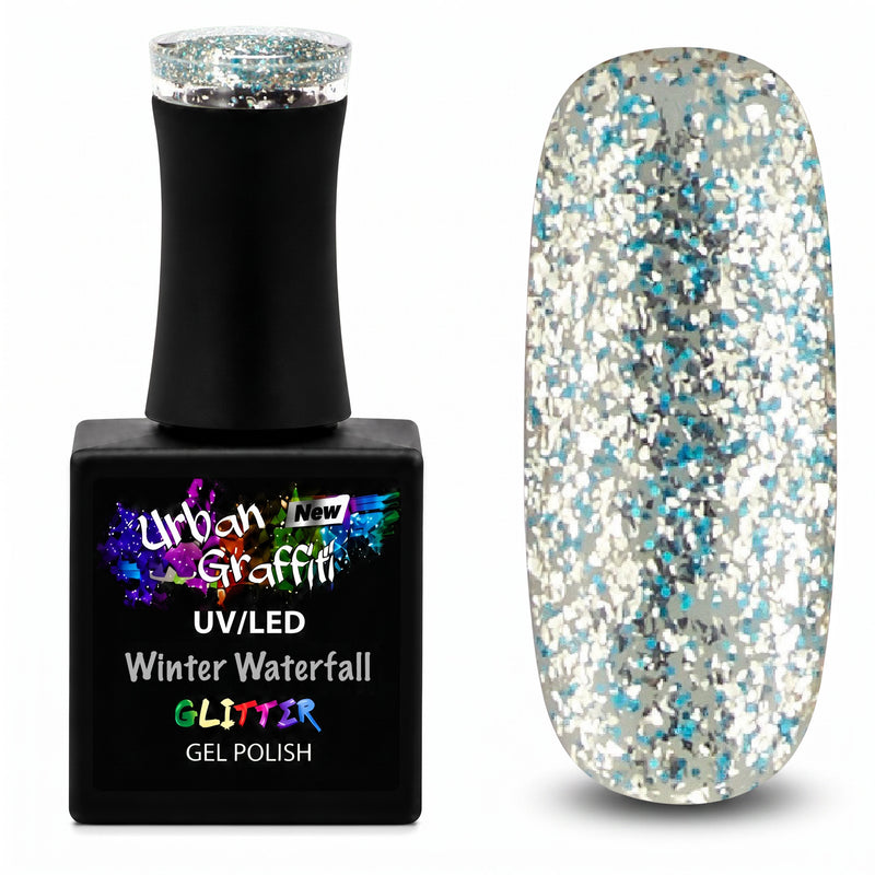 Winter Waterfall - UGGP-A0912 Urban Graffiti Blauwe en Zilveren Glitter Gel Nagellak 15ml
