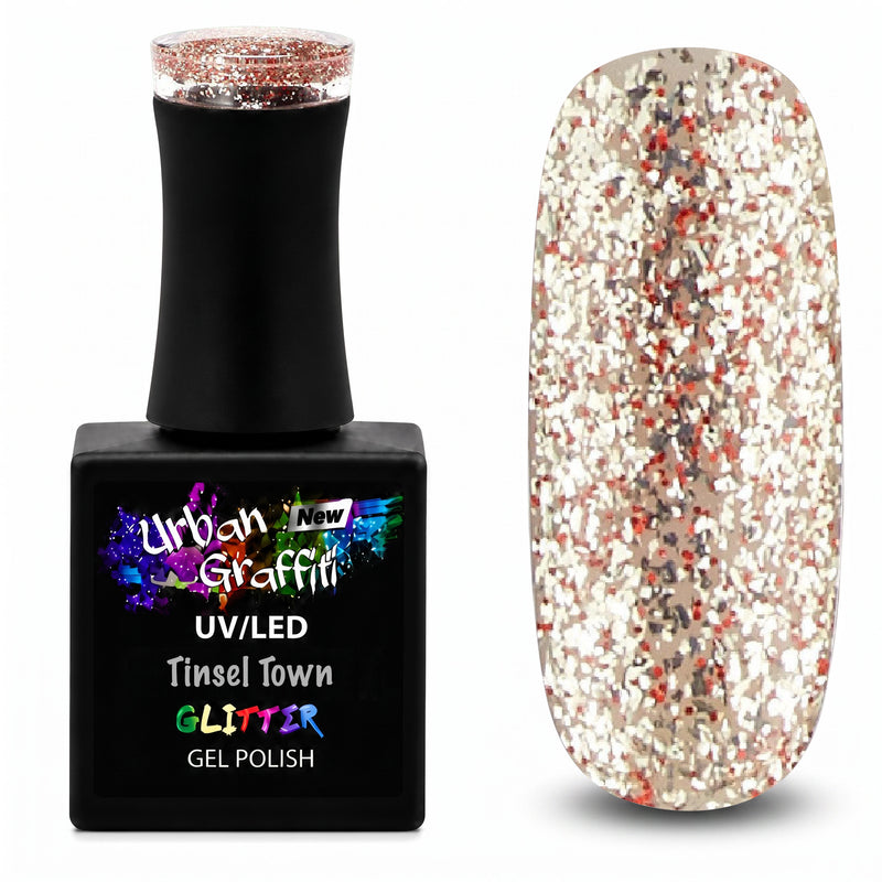 Tinsel Town - UGGP-A0913 Urban Graffiti Goud en Rood Glitter Gel Nagellak 15ml