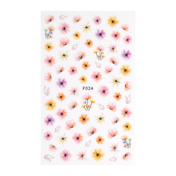 Summer Watercolour Style Floral Nail Art Stickers