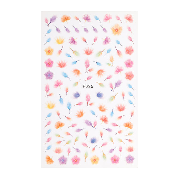 Delicate Watercolour Style Floral Nail Art Stickers