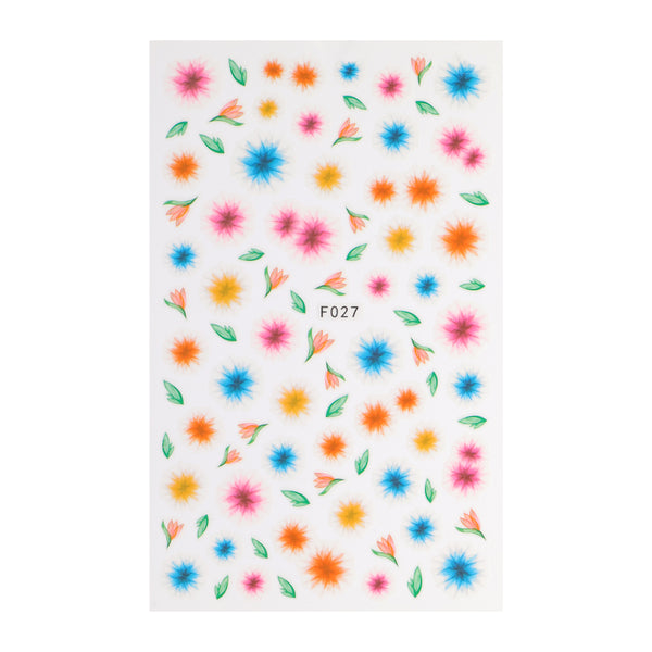 Vibrant Flower Nail Art Stickers