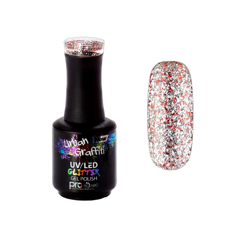 Apollo - UGGP-A0907 Esmalte en Gel con Brillo Rojo y Plateado de Graffiti Urbano 15ml